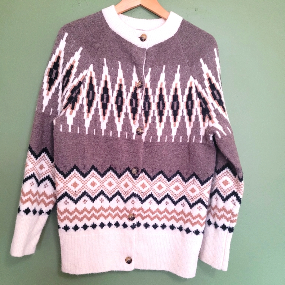 J.Crew Fair Isle Button-Front Cardigan – Size XS